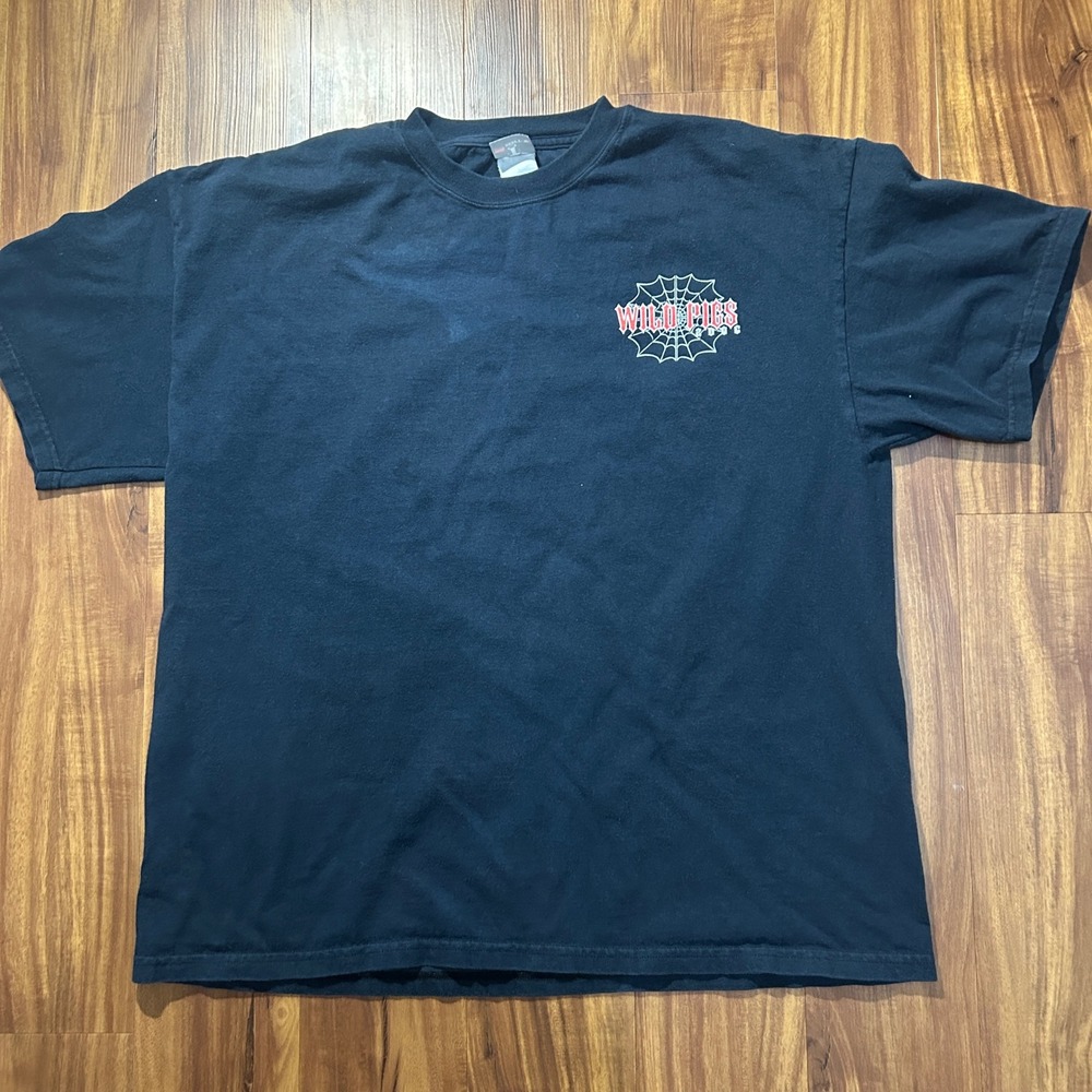 VTG Y2k Wild‎ Pigs Poker Run Biker TShirt Hanes Beefy T Black Large Motorcycle